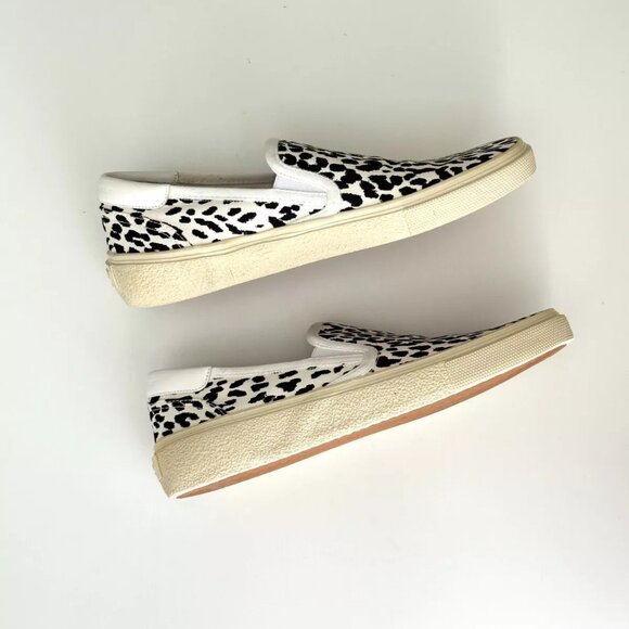 SAINT LAURENT Black/White Leopard Print Canvas Slip-On Sneakers Size 38.5 - Picture 7 of 10